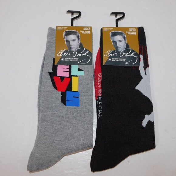 2 Different pairs of ELVIS Crew Socks Mens Size 7- 12 NEW - Picture 1 of 6